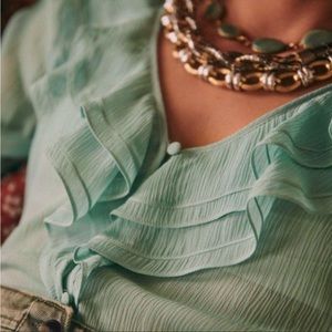 Sezane Green Blouse with Chic Style